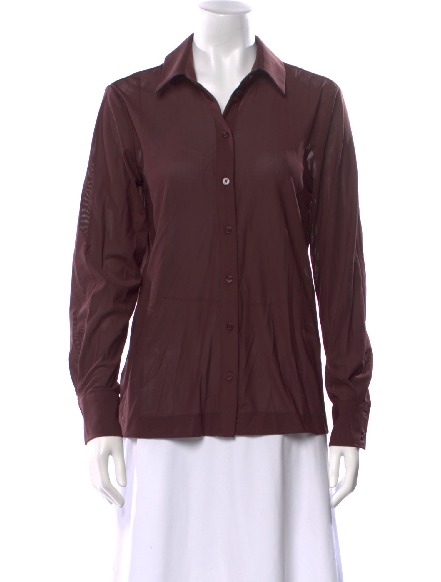 Staud Mesh Long Sleeve Button-Up Top