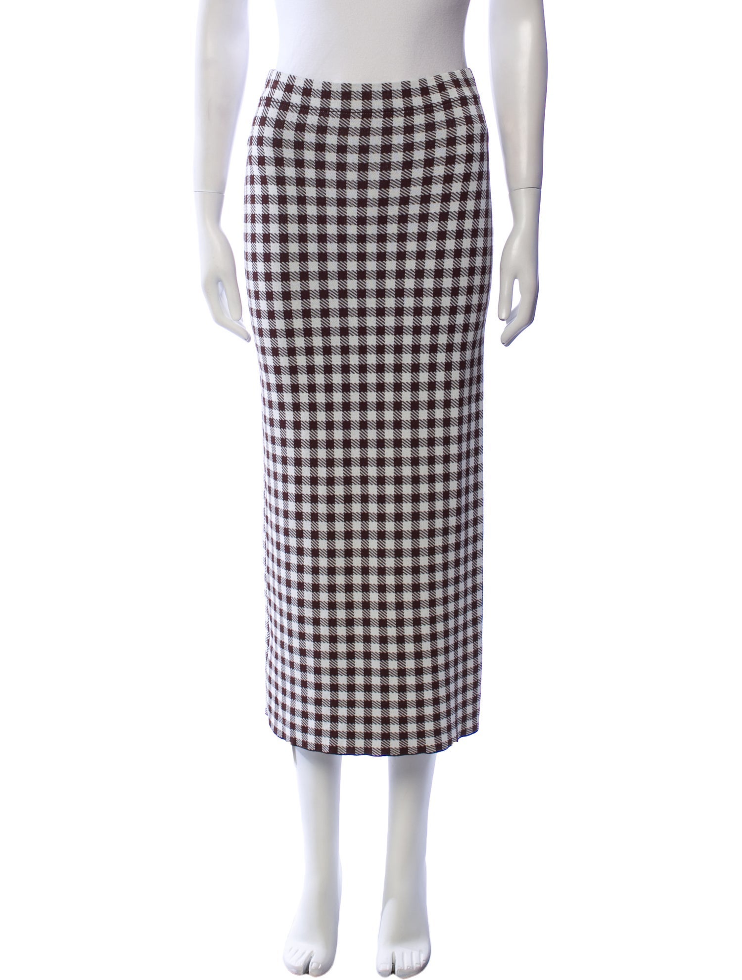 Staud Plaid Print Midi Length Skirt