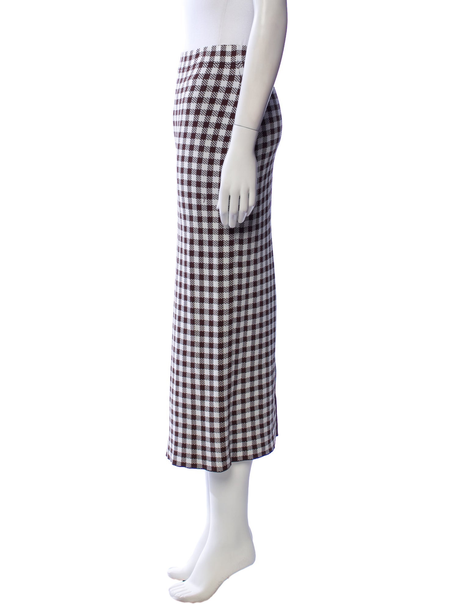 Staud Plaid Print Midi Length Skirt