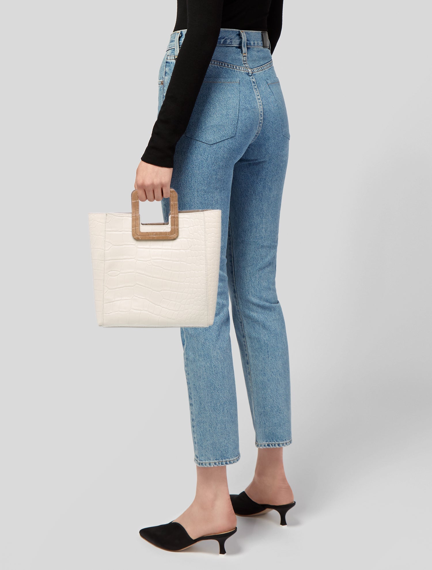 Staud Embossed Leather Top Handle Bag