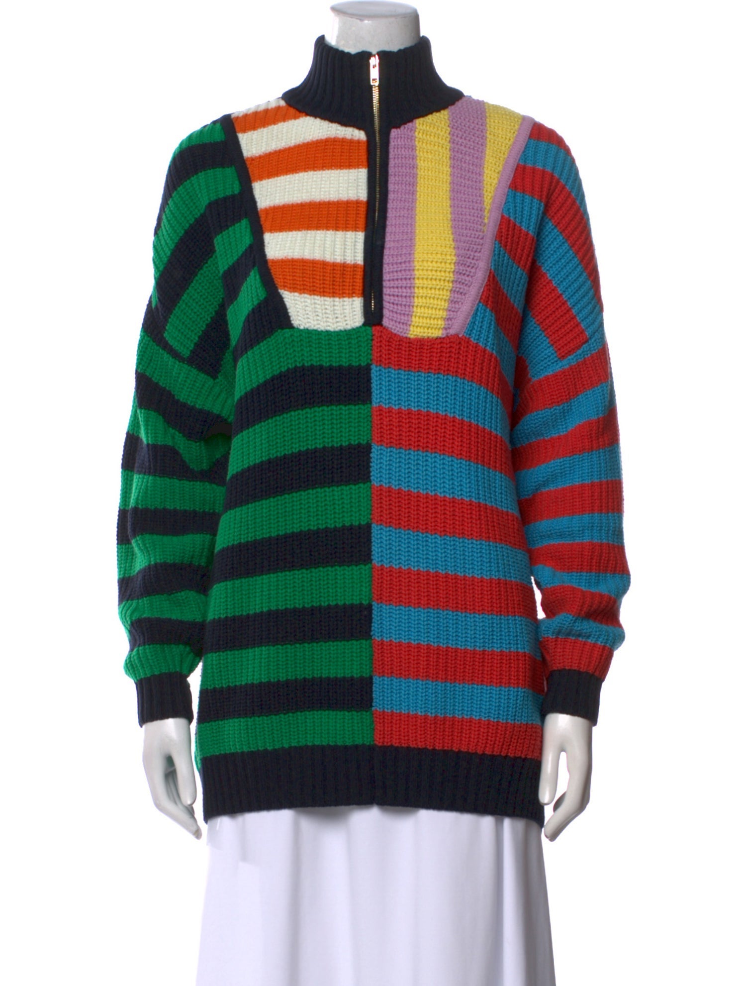 Staud Striped Mock Neck Sweater