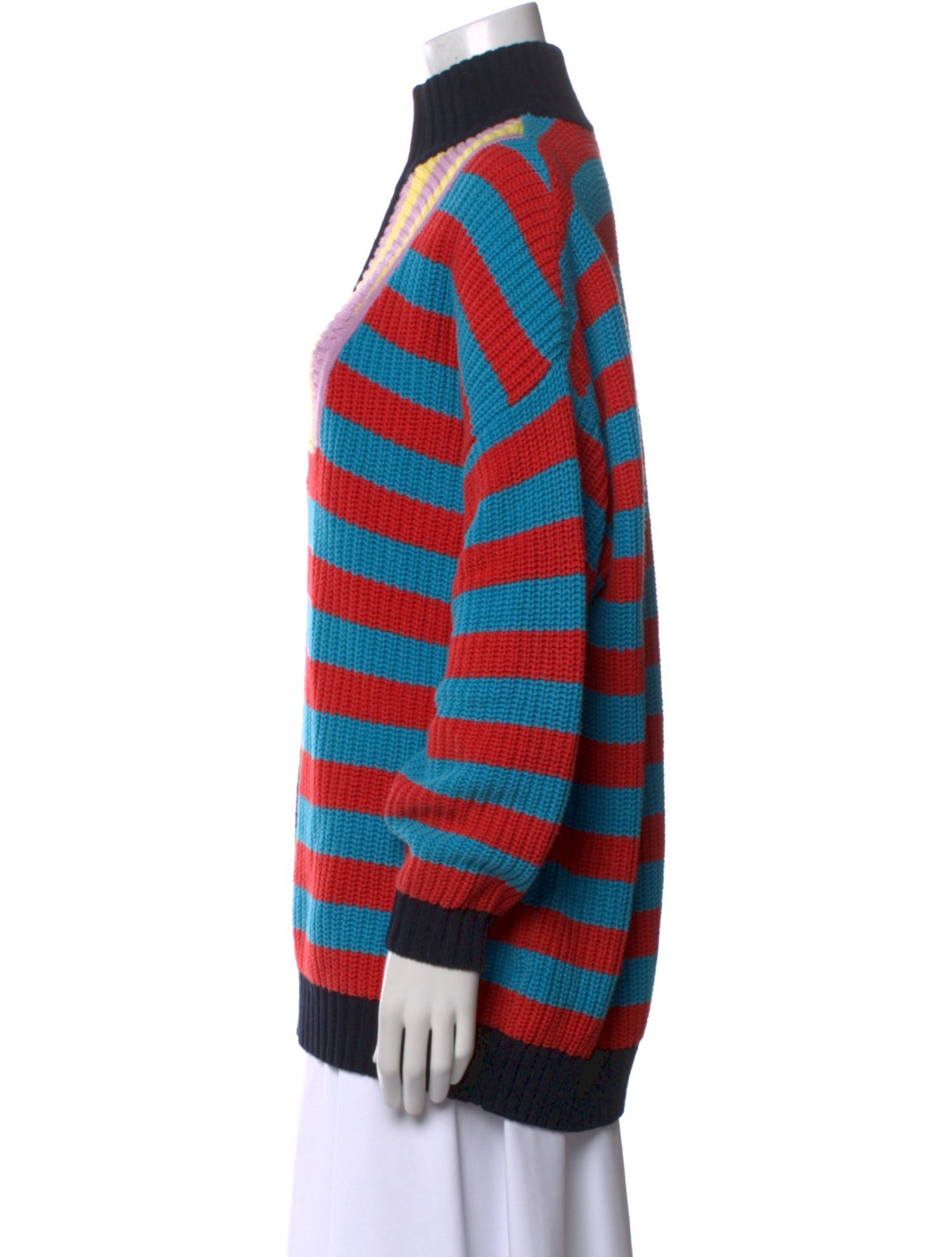 Staud Striped Mock Neck Sweater