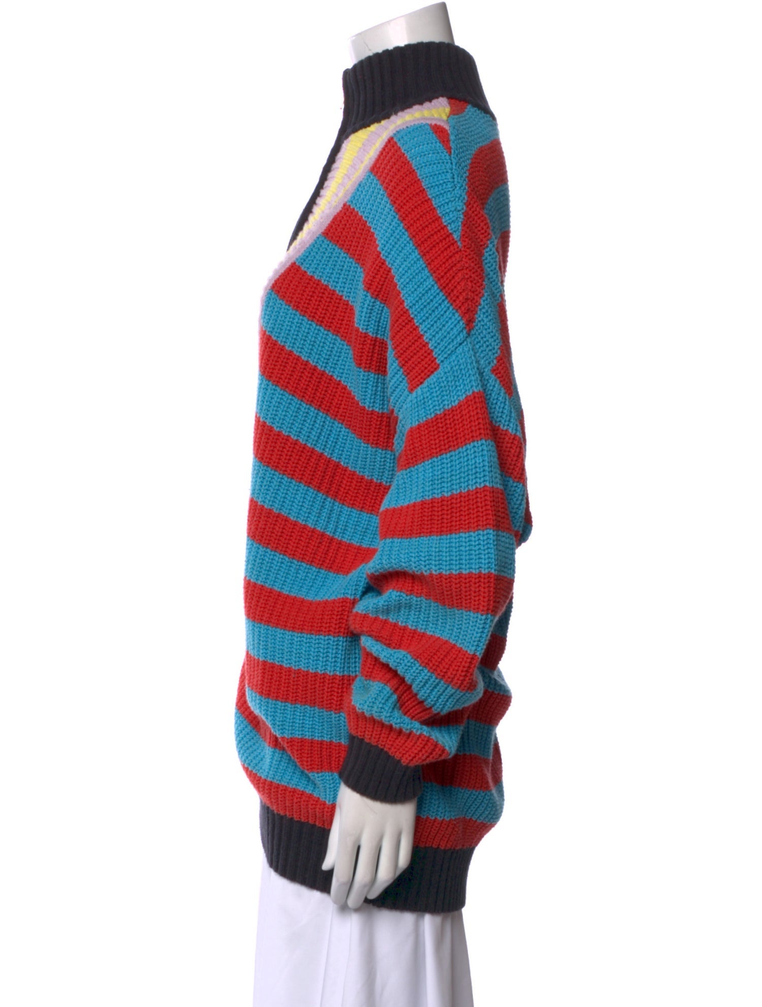 Staud Striped Mock Neck Sweater