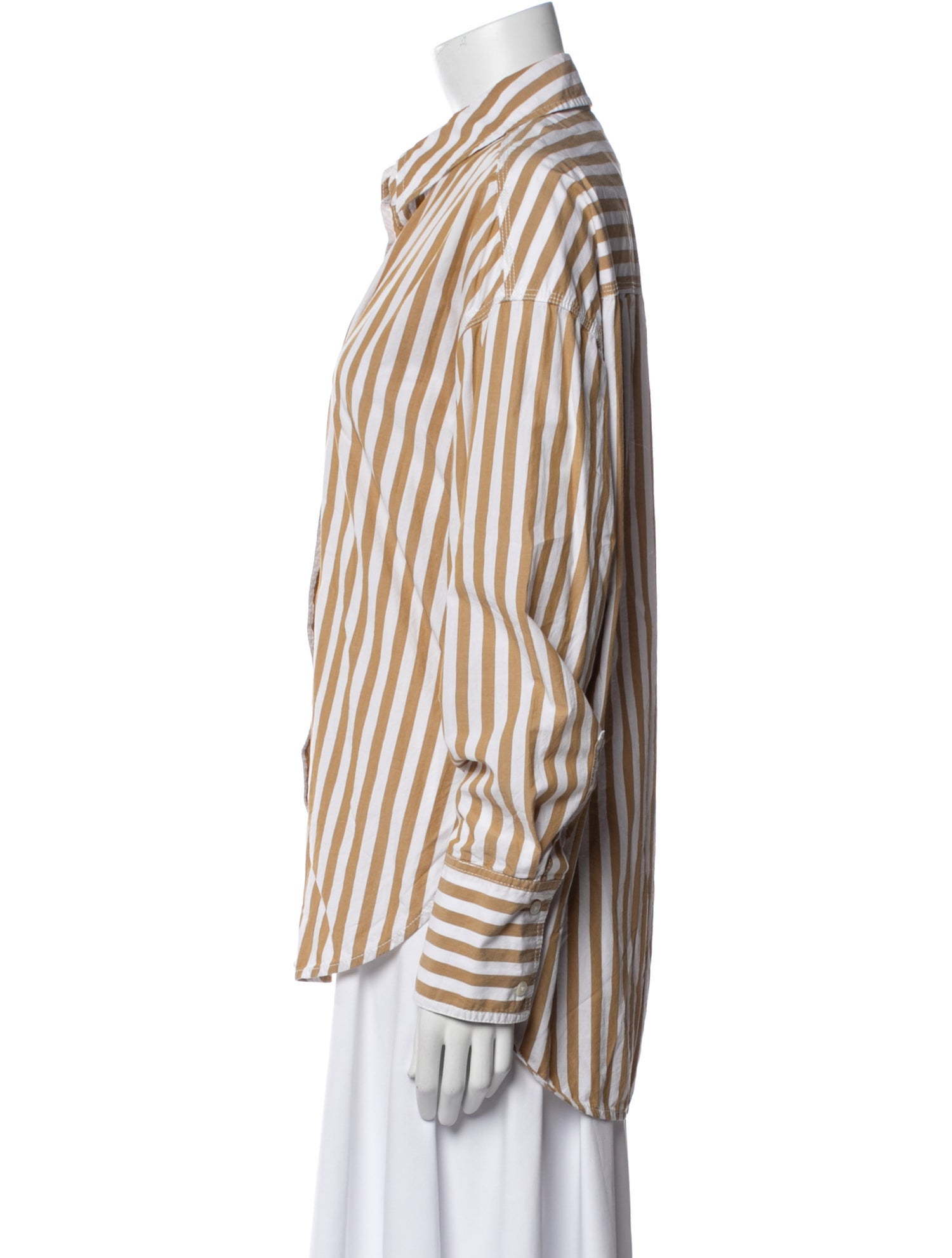 Staud Striped Long Sleeve Button-Up Top