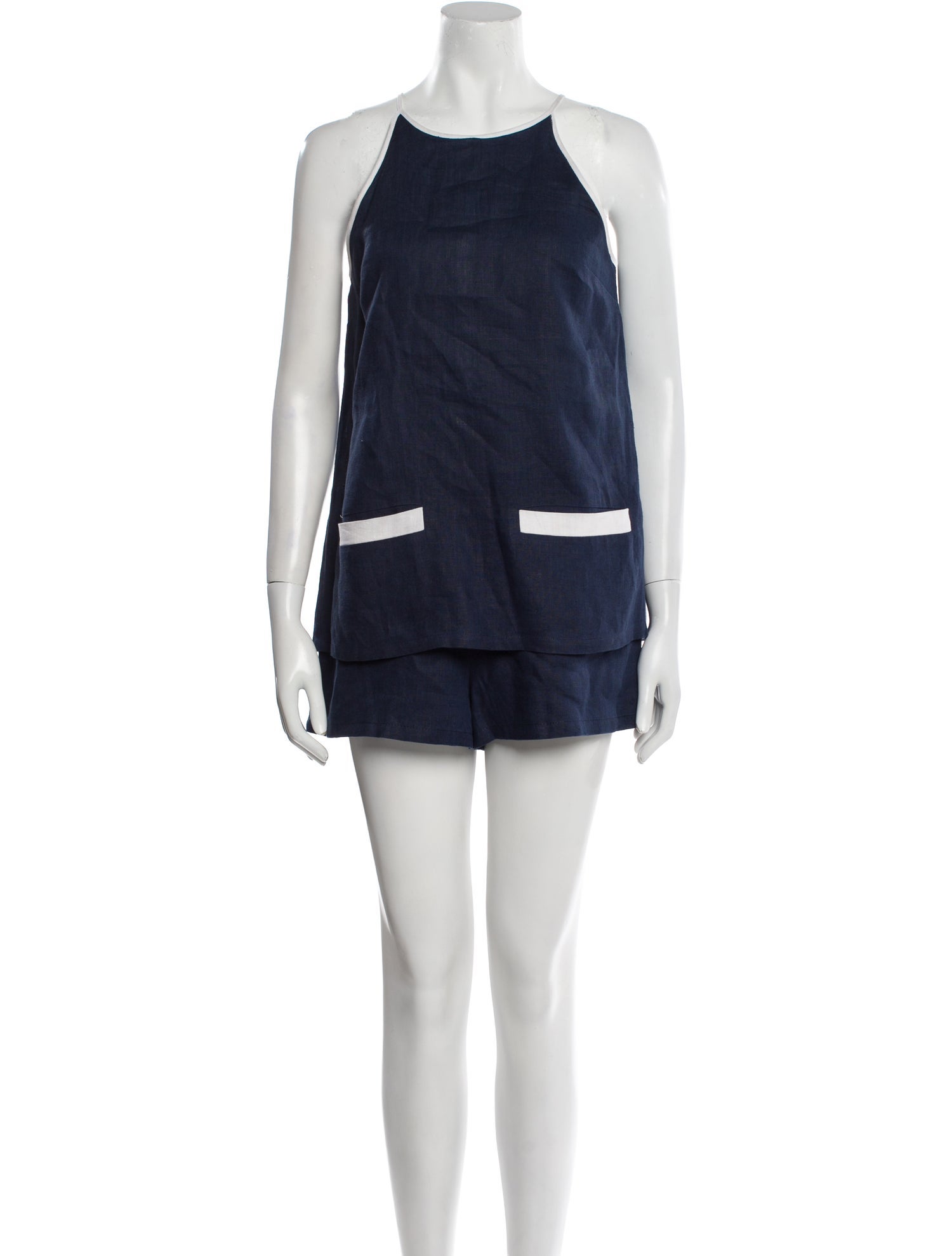 Staud Linen Scoop Neck Romper