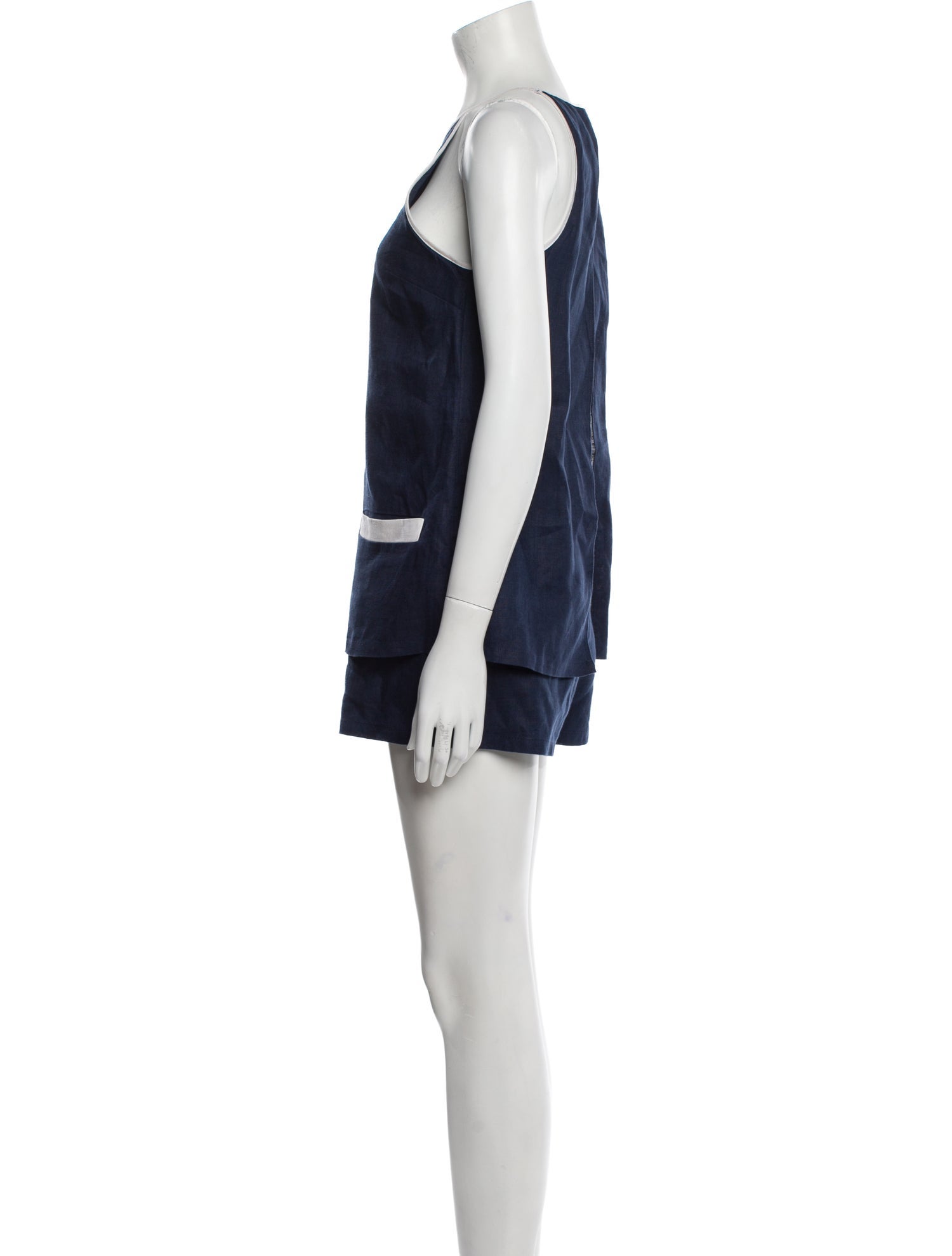 Staud Linen Scoop Neck Romper