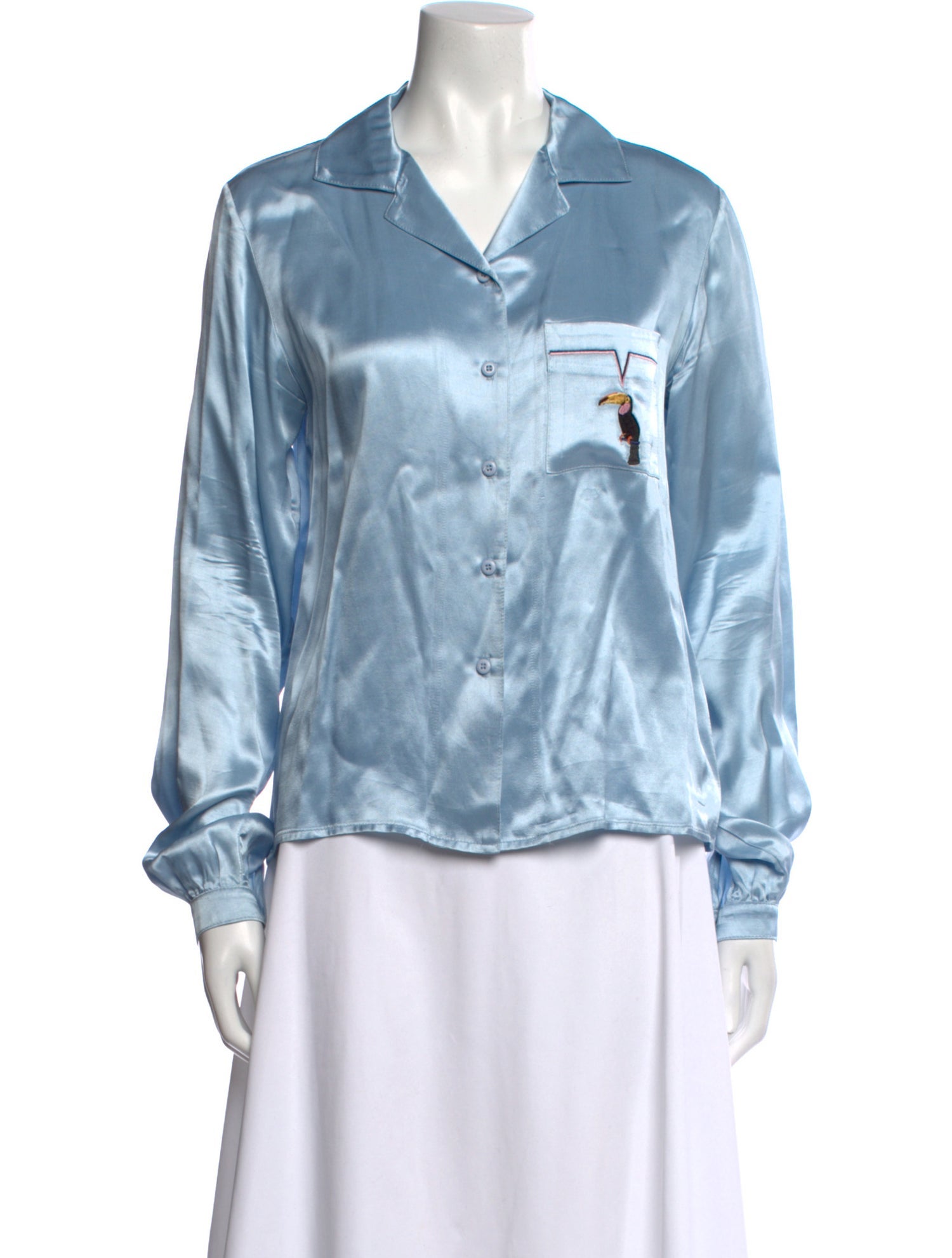 Staud V-Neck Long Sleeve Button-Up Top