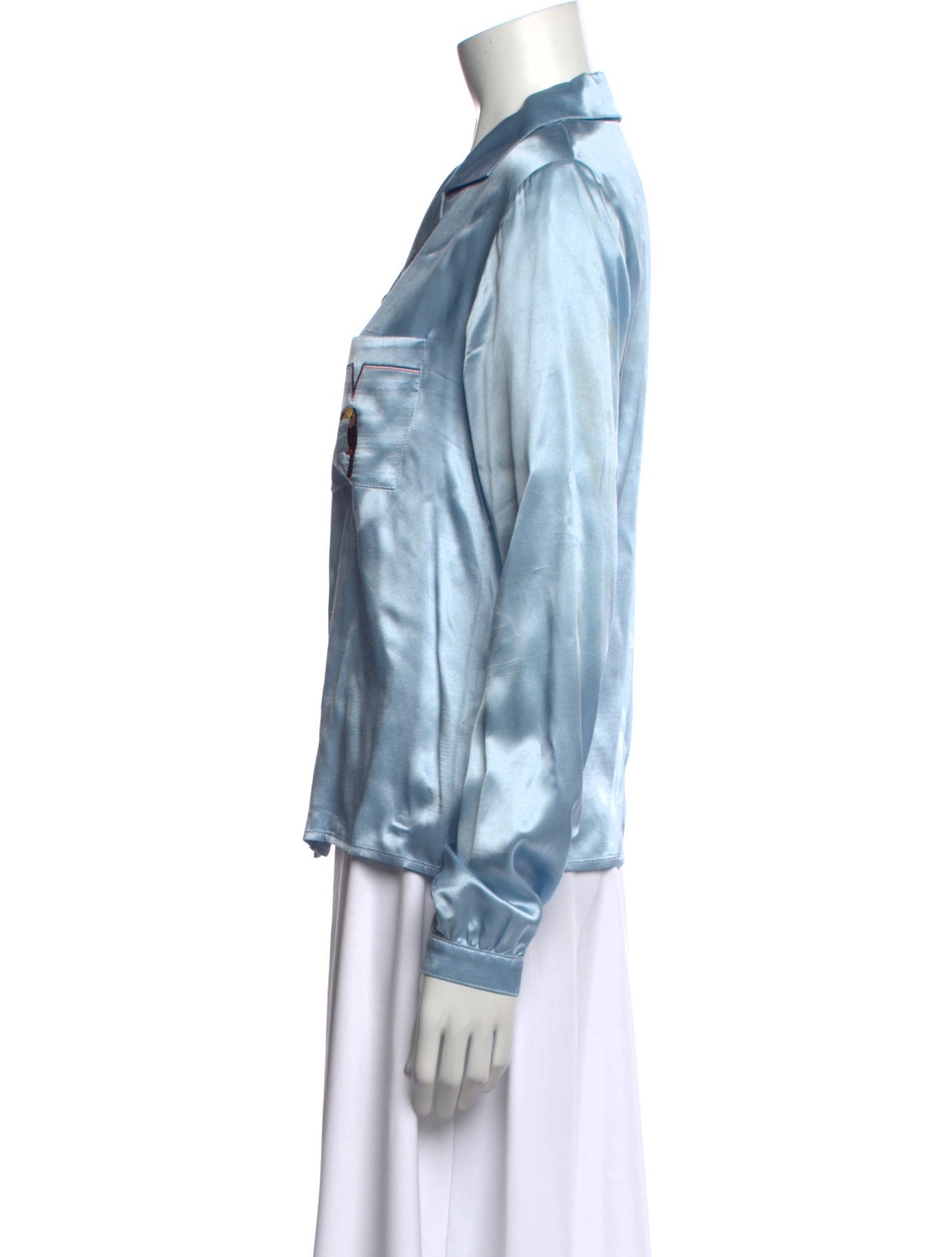 Staud V-Neck Long Sleeve Button-Up Top