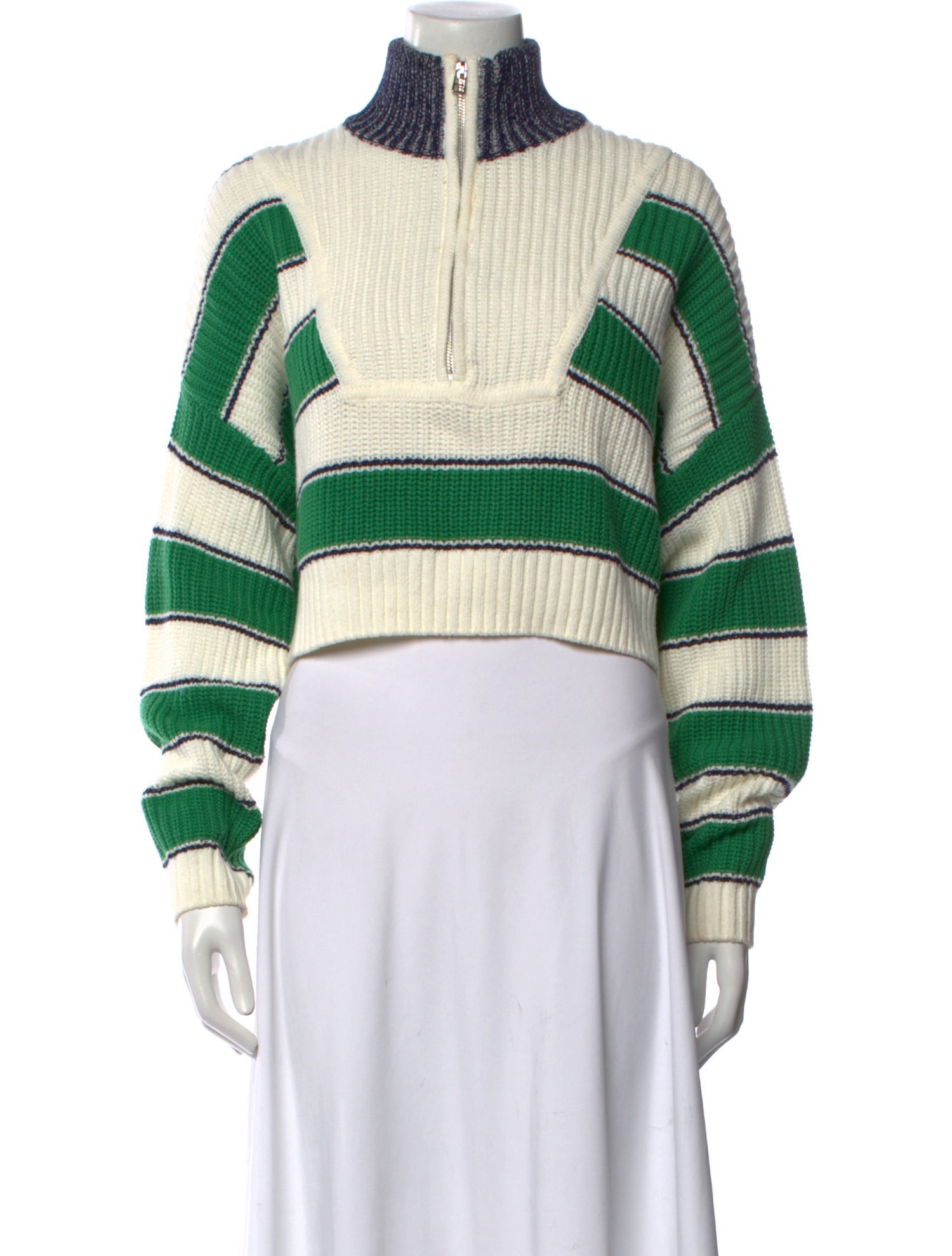 Staud Striped Mock Neck Sweater
