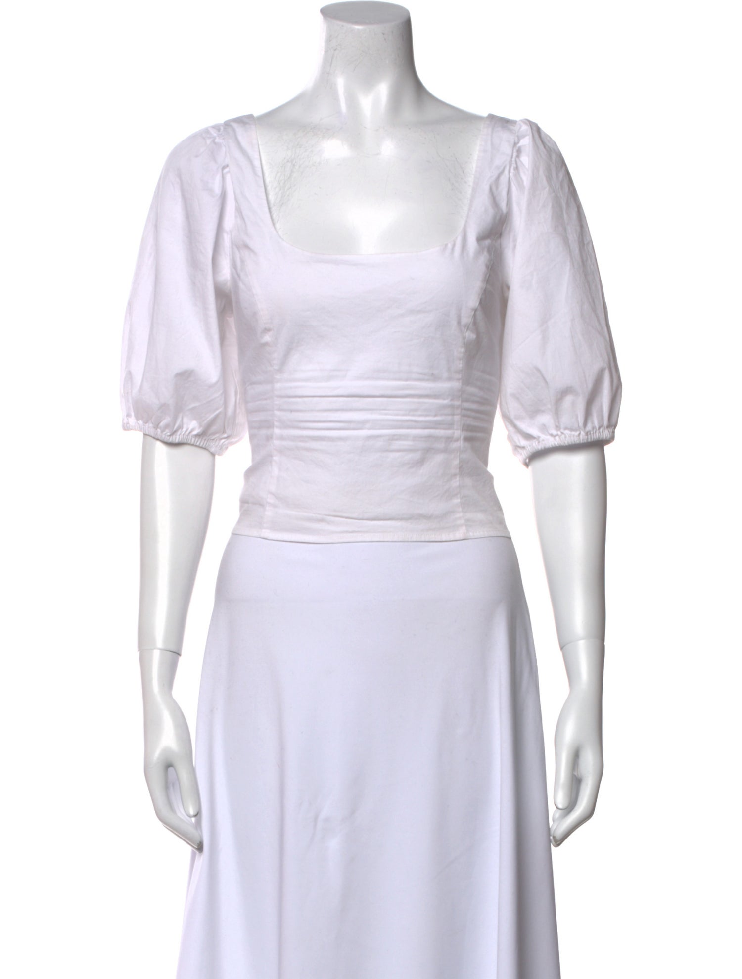 Staud Square Neckline Short Sleeve Crop Top