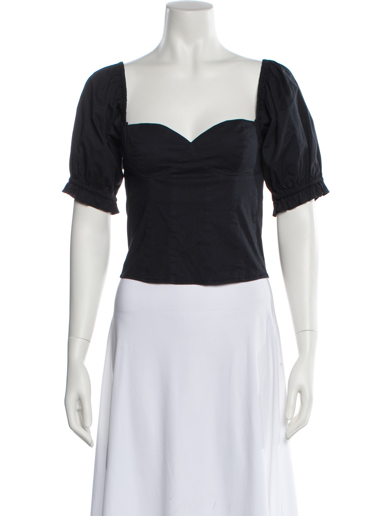 Staud Square Neckline Short Sleeve Crop Top