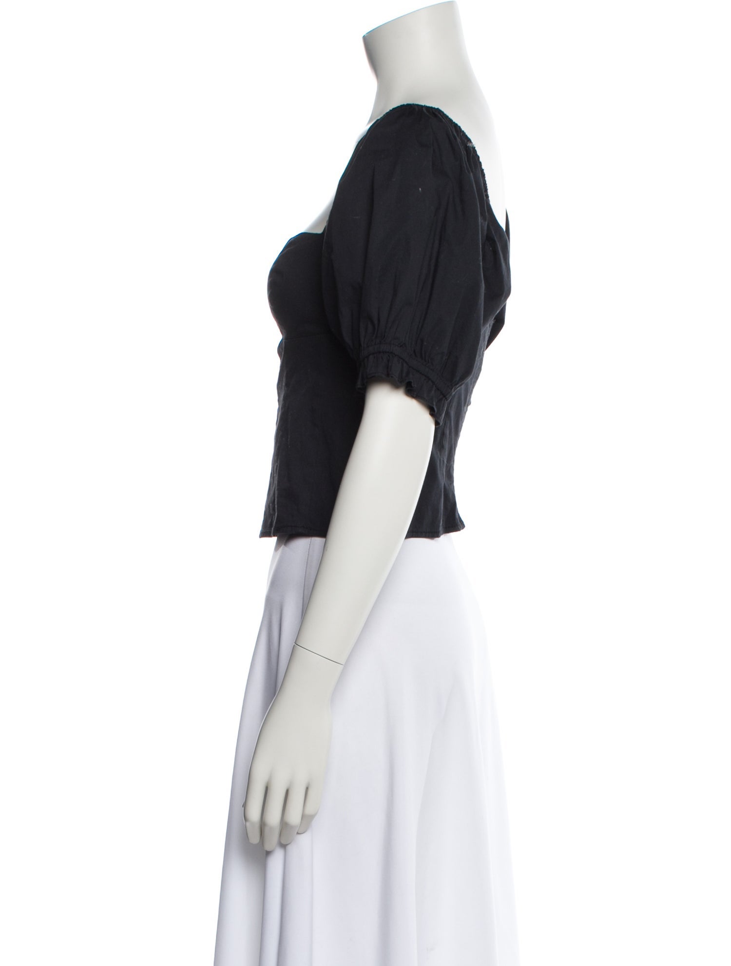 Staud Square Neckline Short Sleeve Crop Top