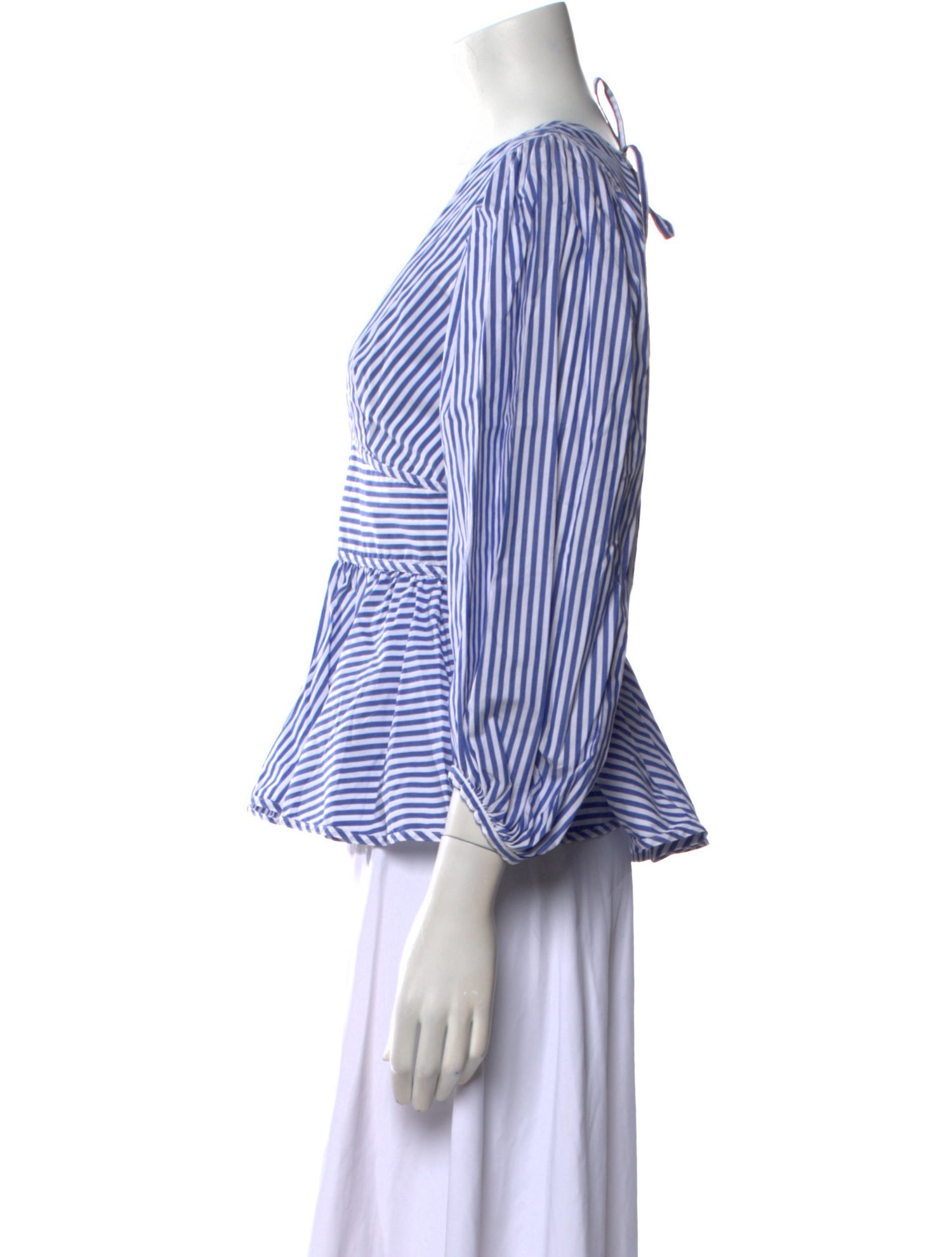 Staud Striped V-Neck Blouse