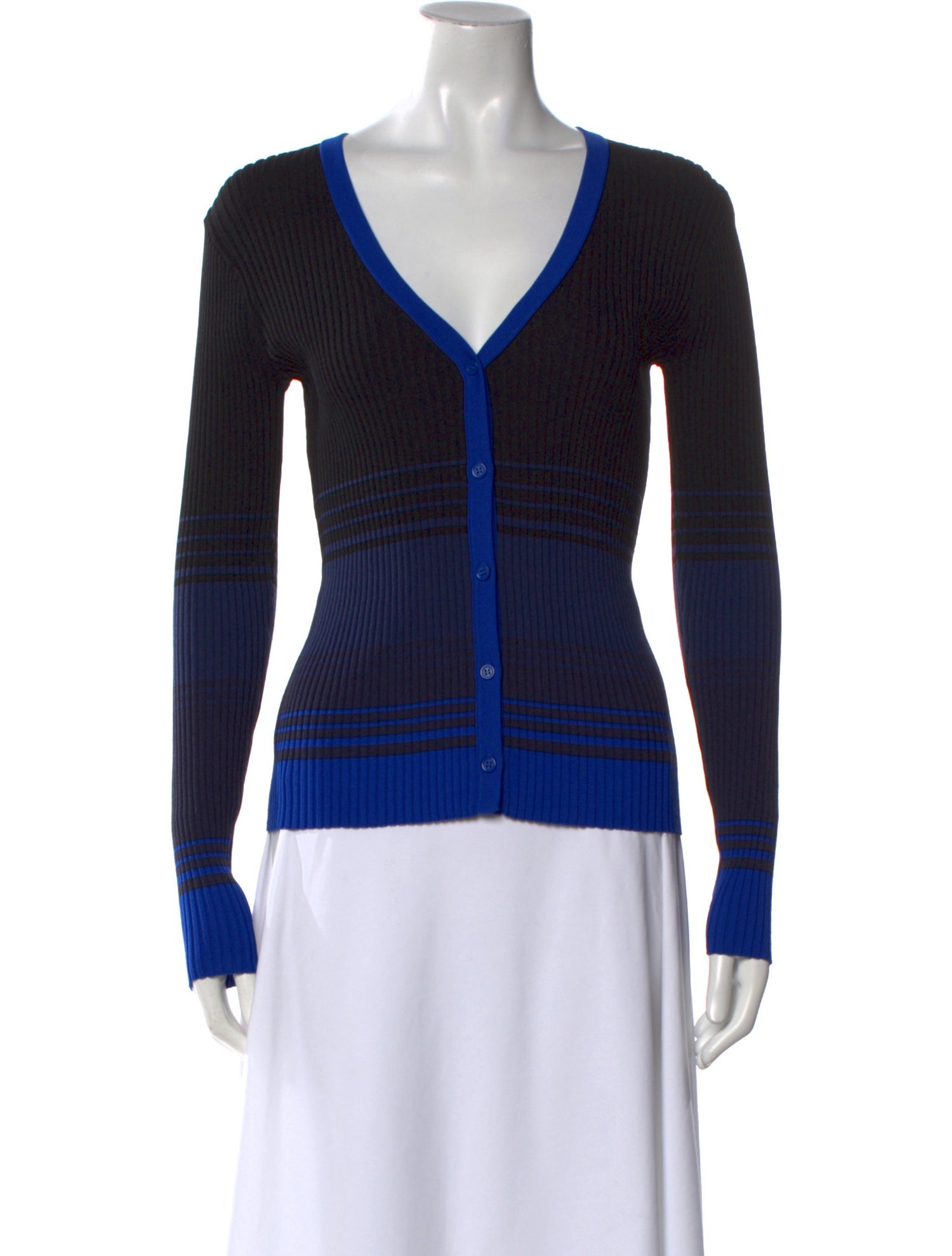 Staud Striped V-Neck Top