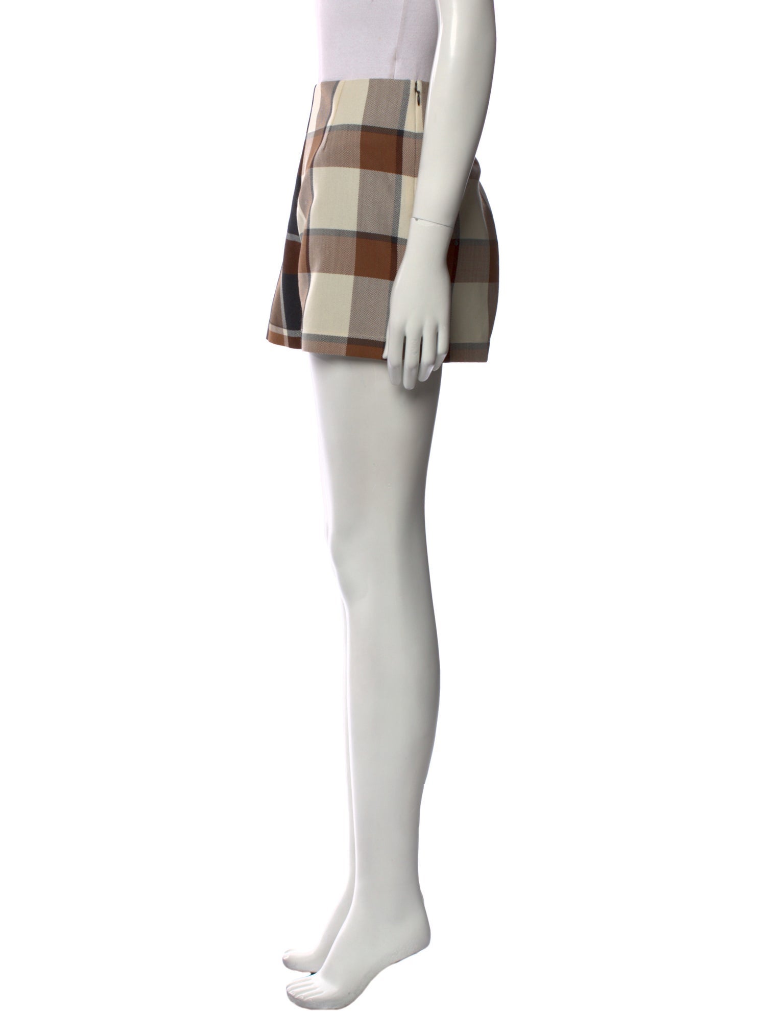 Staud Plaid Print Mini Shorts