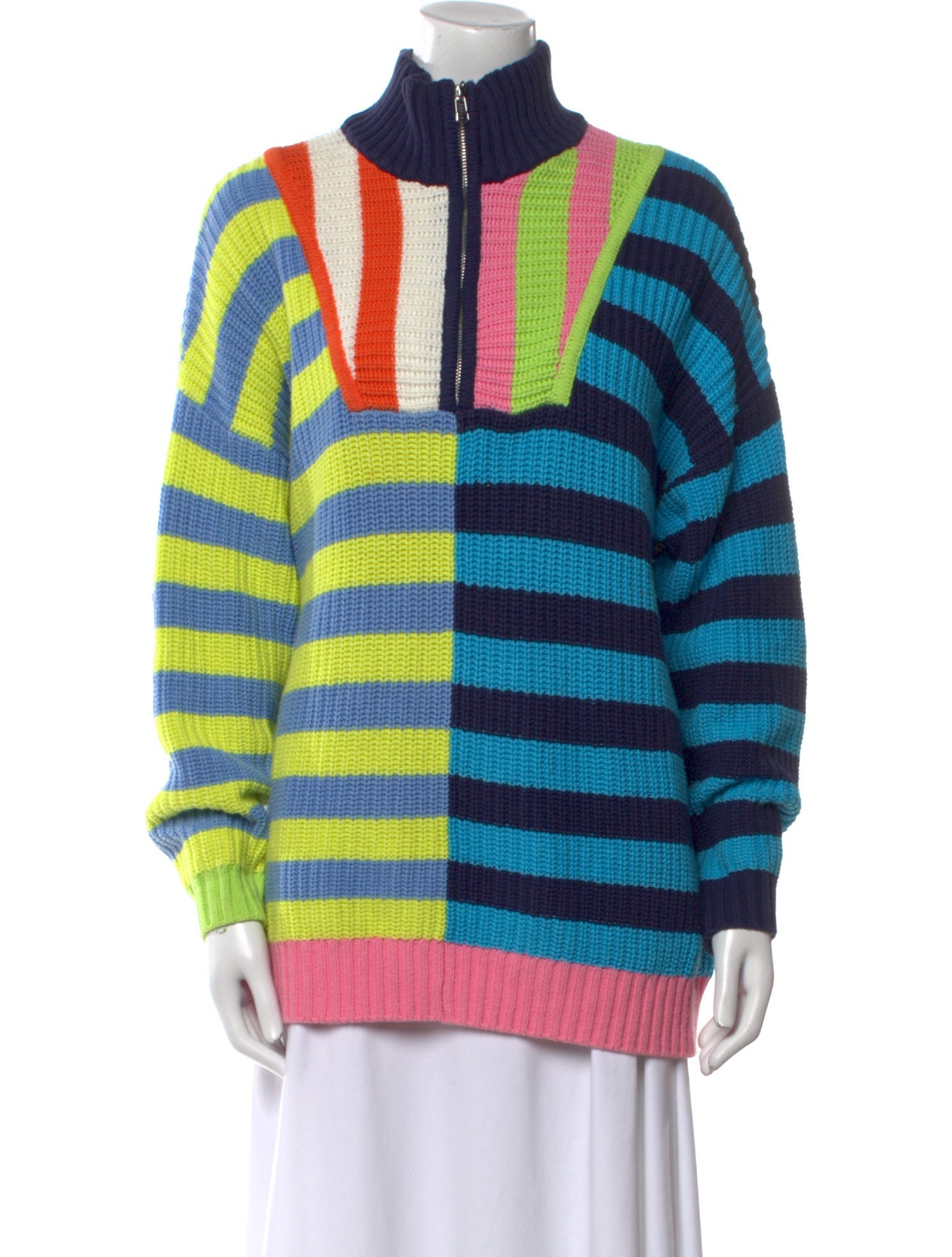 Staud Striped Mock Neck Sweater