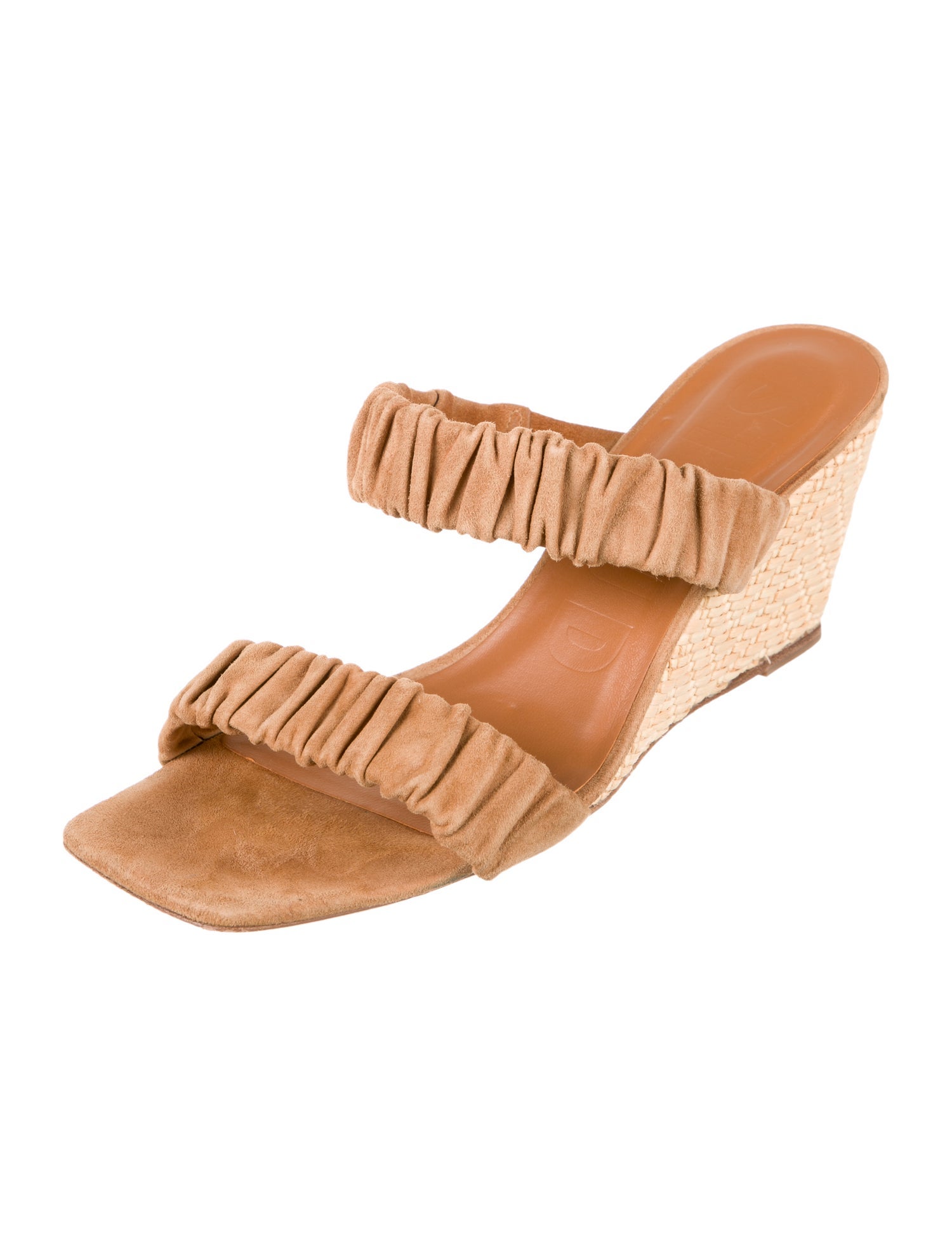 Staud Suede Animal Print Slides