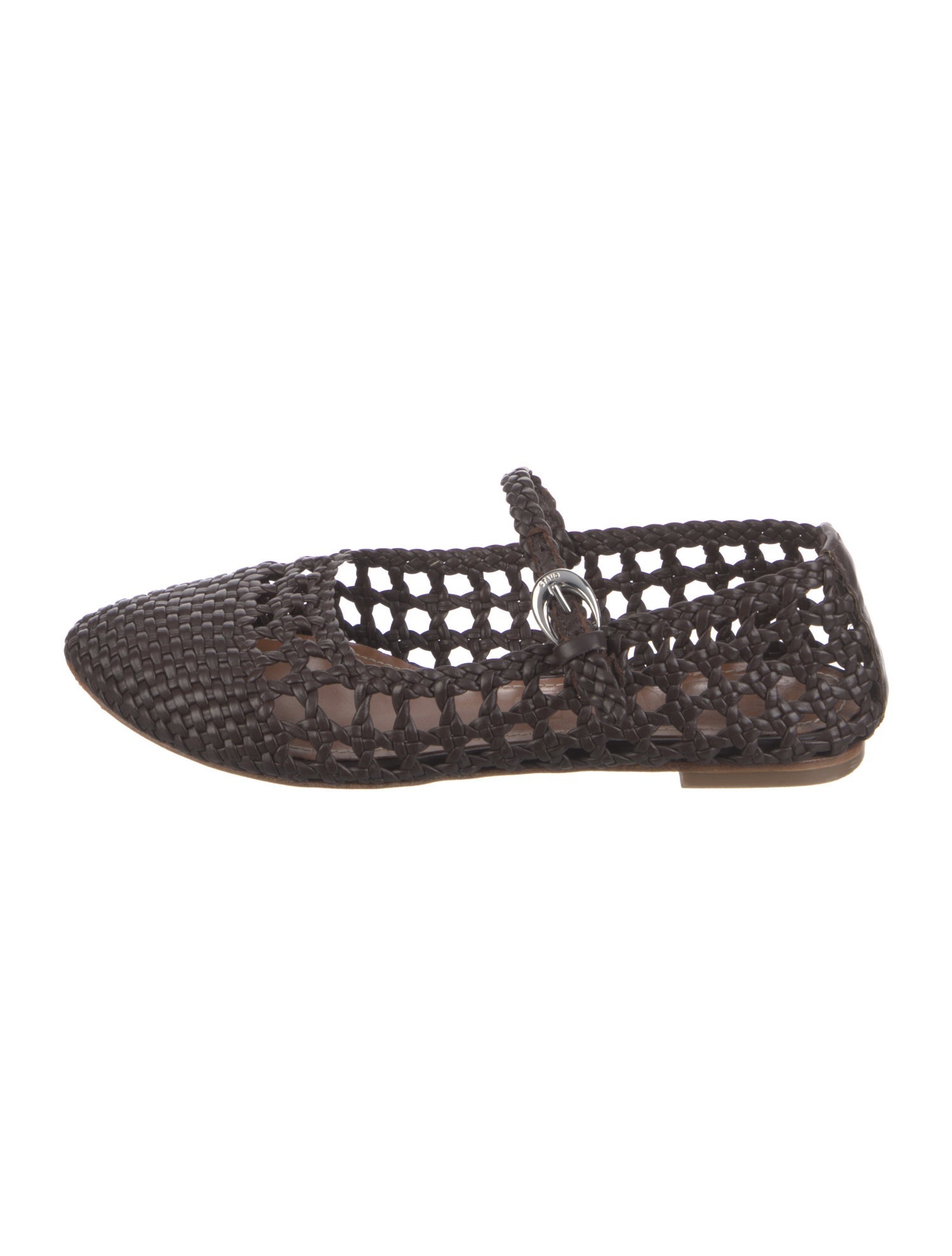 Staud Leather Braided Accents Mary Jane Flats