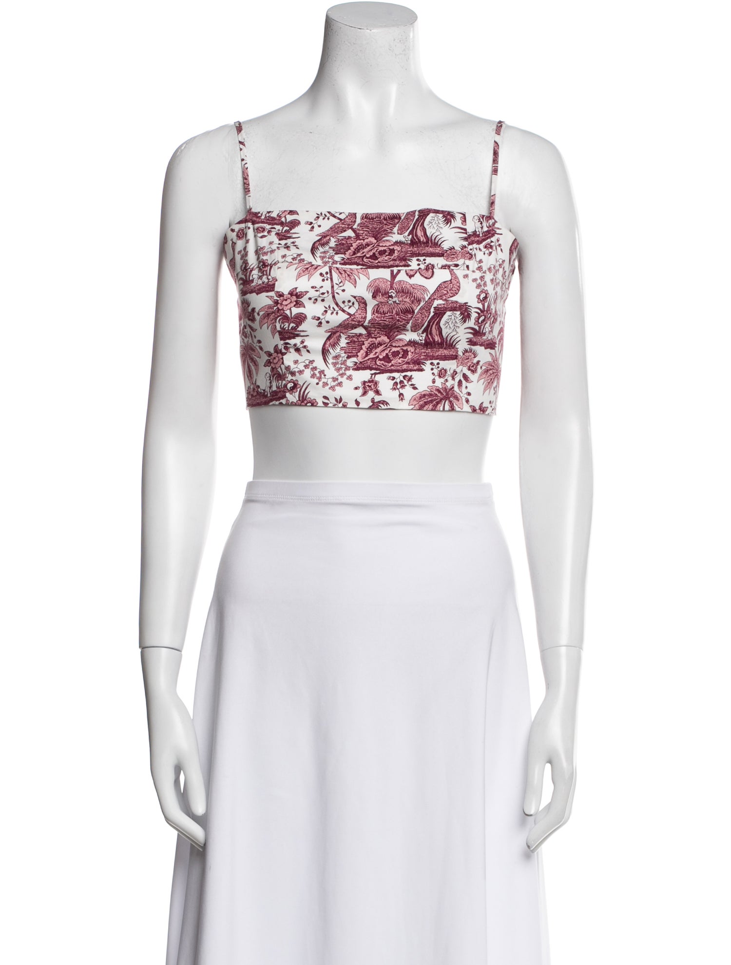 Staud Printed Square Neckline Crop Top