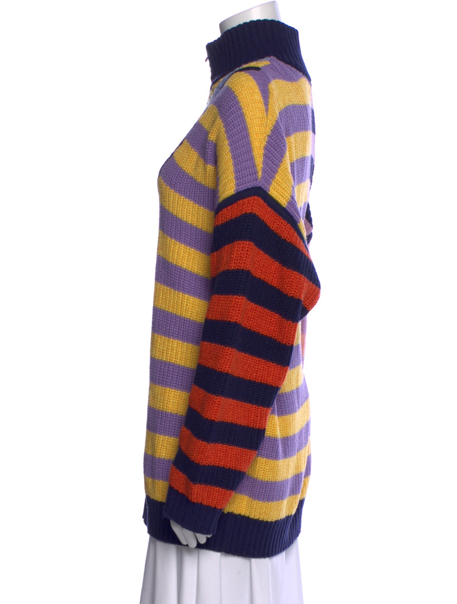 Staud Striped Mock Neck Sweater