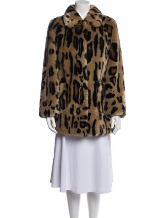 Stand Alone Faux Fur Animal Print Faux Fur Coat