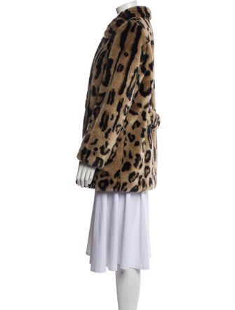 Stand Alone Faux Fur Animal Print Faux Fur Coat
