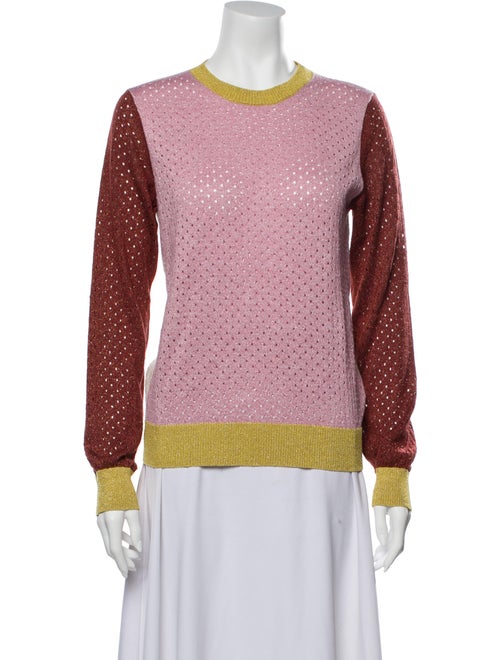 Stine Goya Colorblock Pattern Crew Neck Sweater Pi