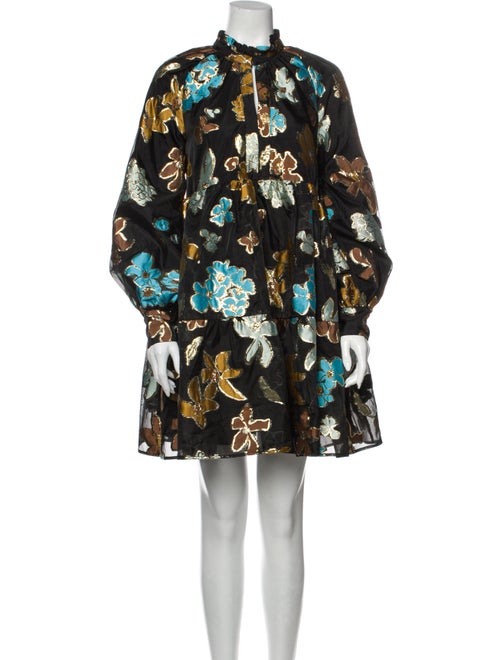 Stine Goya Floral Print Mini Dress Black