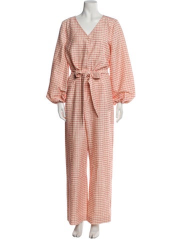 Stine Goya Jumpsuits and Rompers Plaid Print V-Neck Jumpsuit M