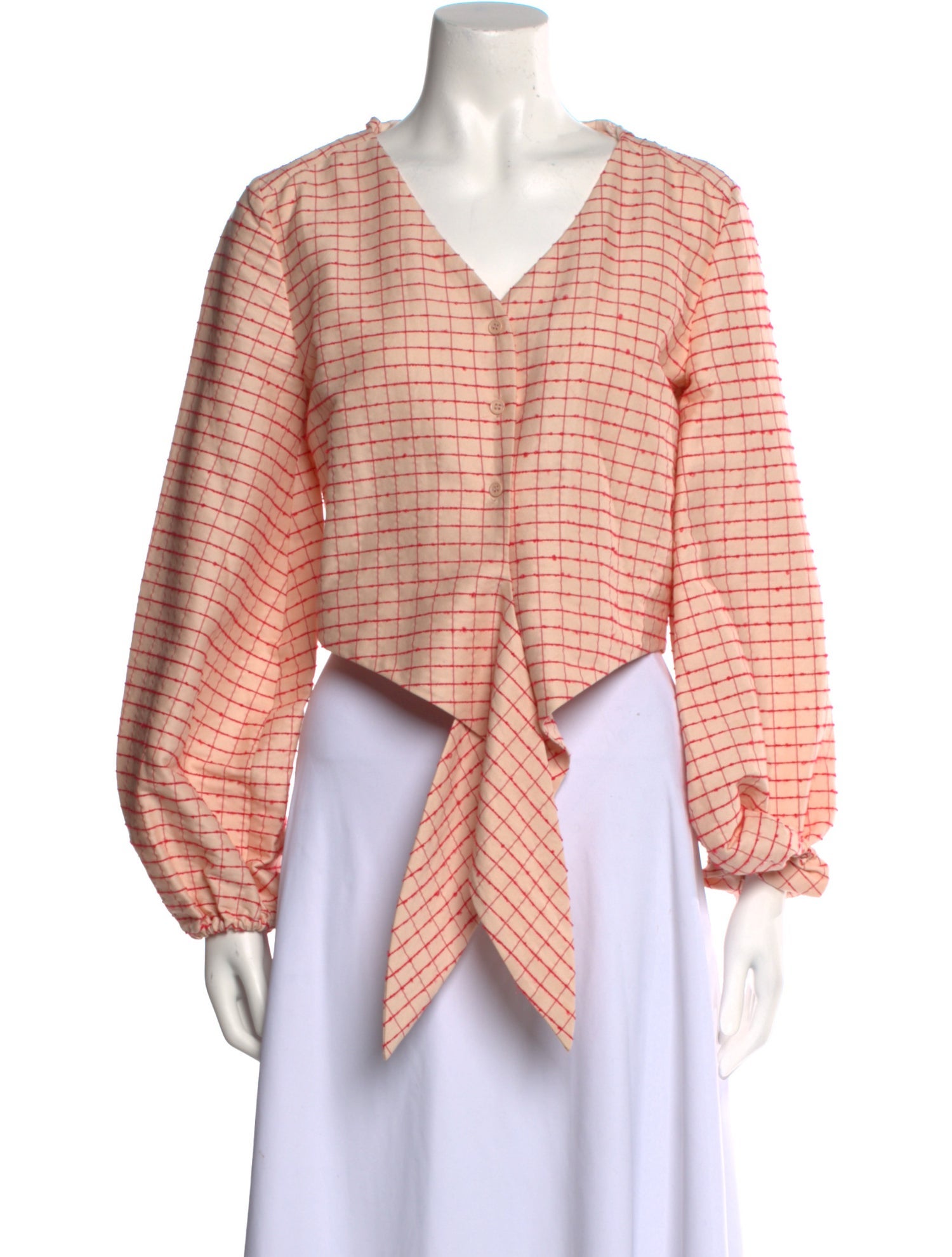 Stine Goya Plaid Print V-Neck Crop Top