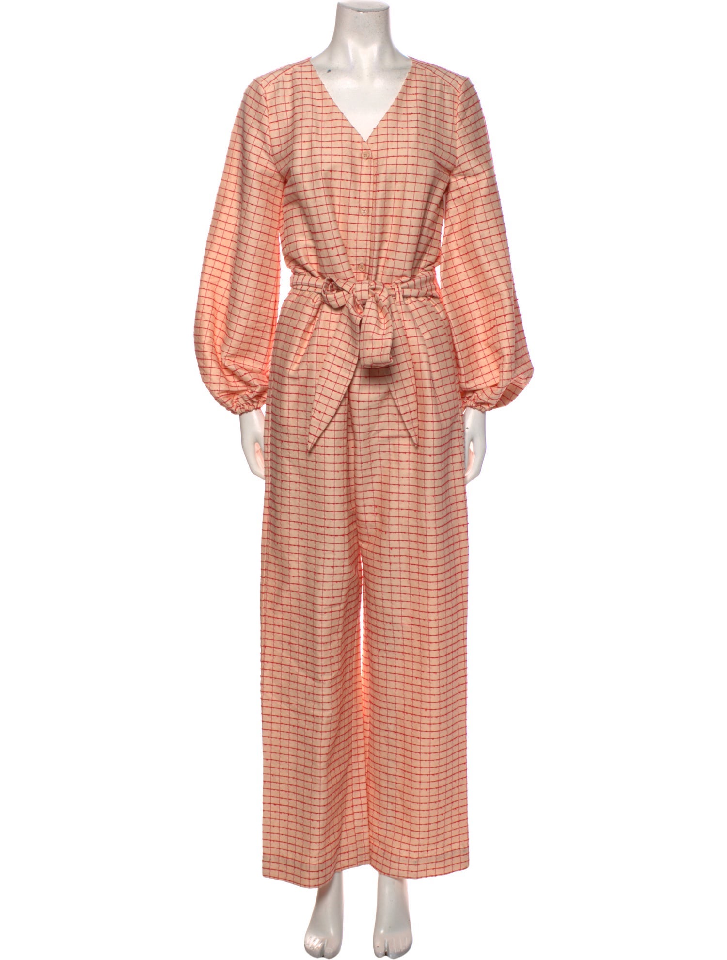 Stine Goya Plaid Print V-Neck Jumpsuit