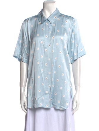 Stine Goya Printed Short Sleeve Button-Up Top