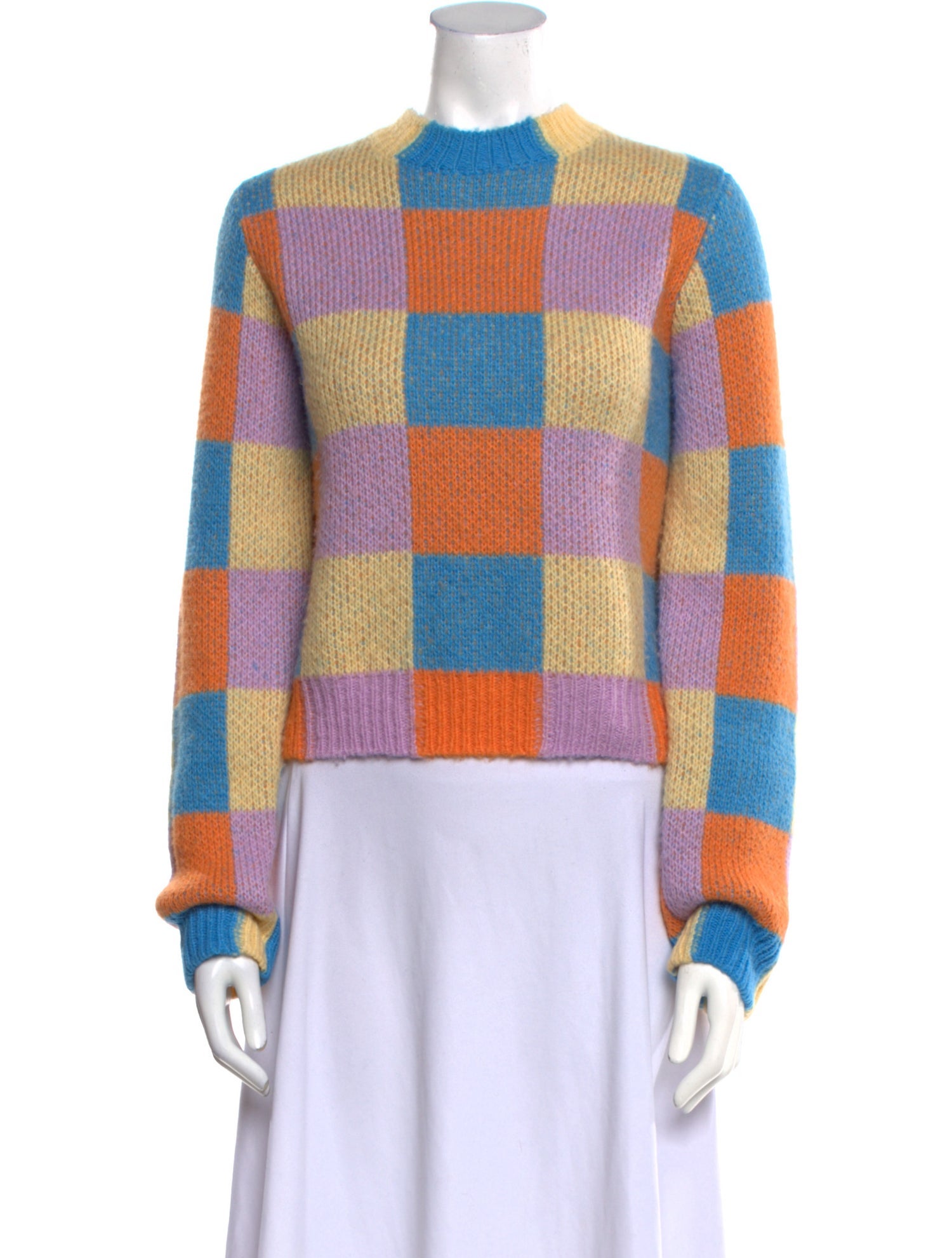 Stine Goya Colorblock Pattern Crew Neck Sweater