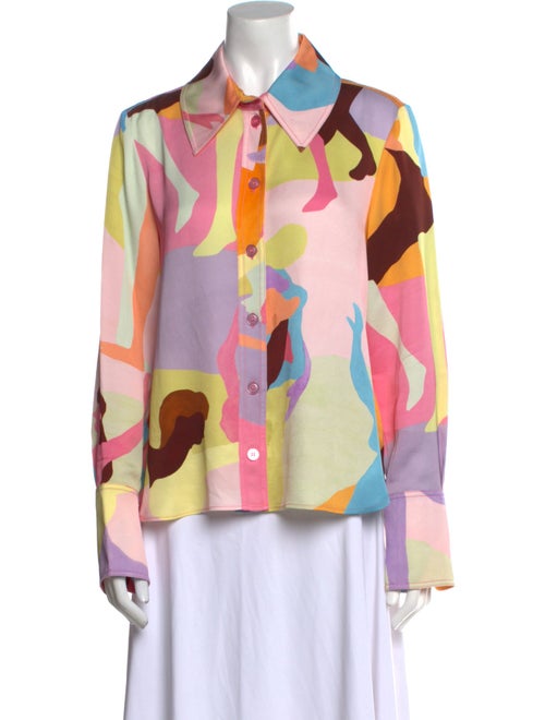 Stine Goya Printed Long Sleeve Button-Up Top