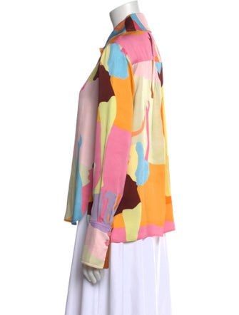 Stine Goya Printed Long Sleeve Button-Up Top