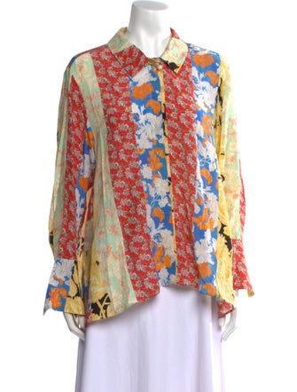 Stine Goya Floral Print Long Sleeve Button-Up Top