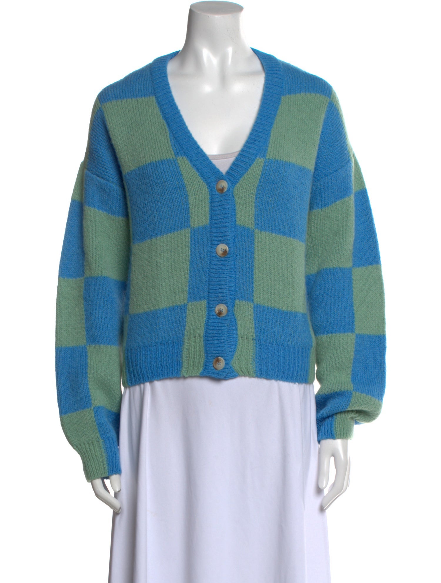 Stine Goya Colorblock Pattern V-Neck Sweater