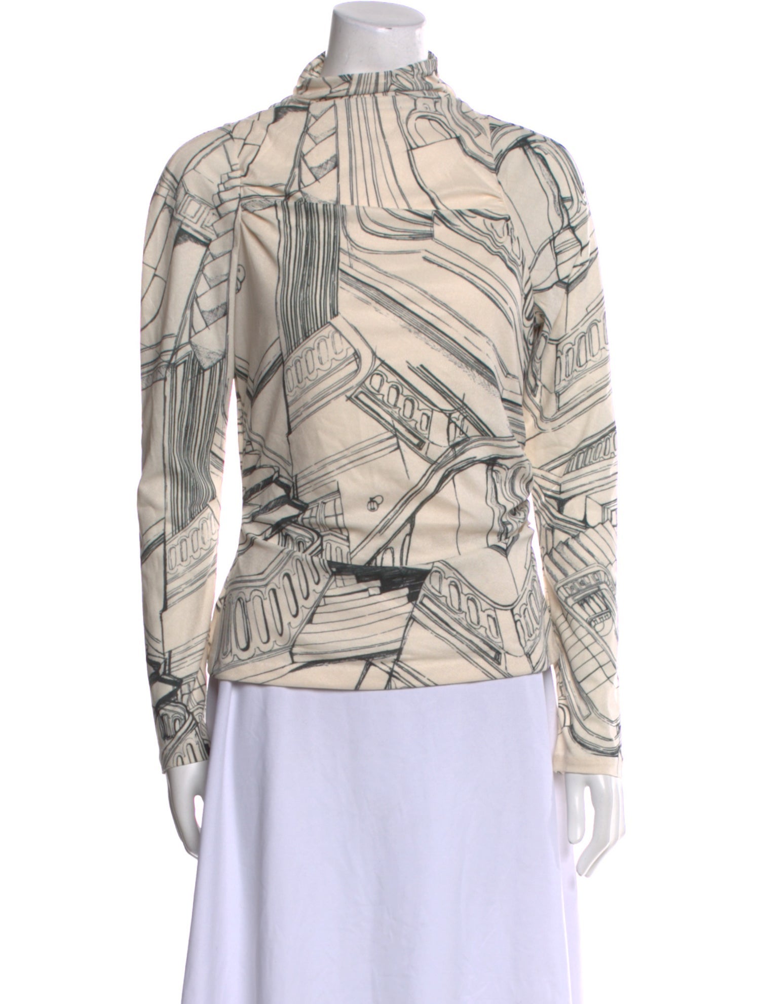 Stine Goya Printed Mock Neck Blouse
