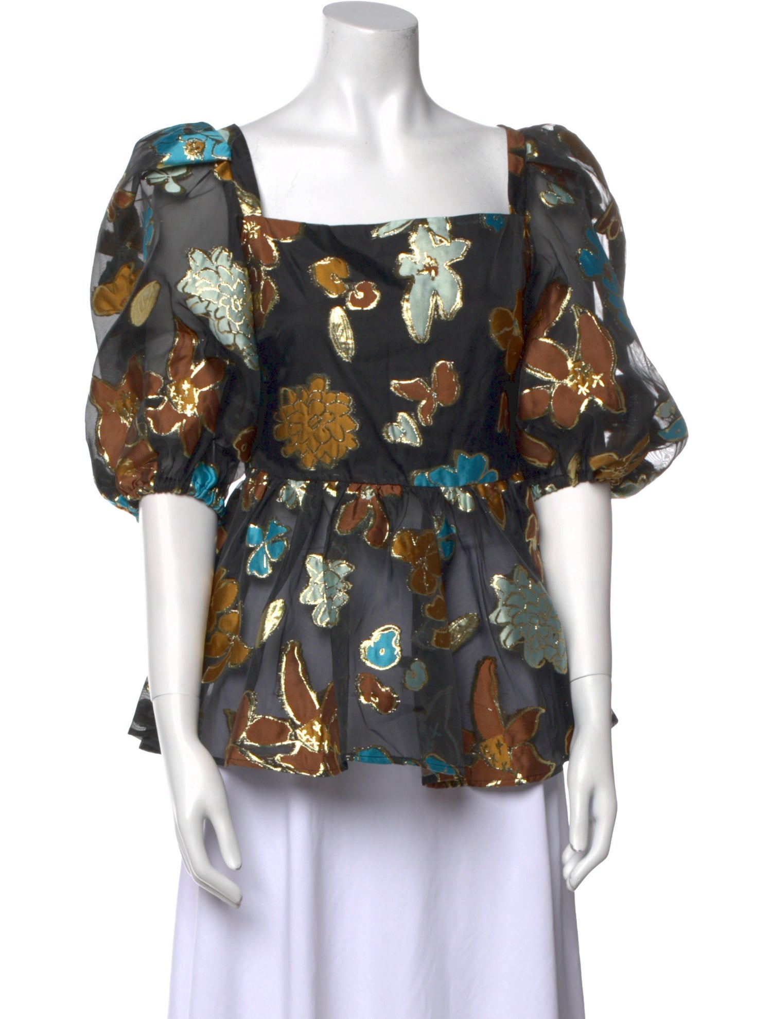 Stine Goya Floral Print Square Neckline Blouse