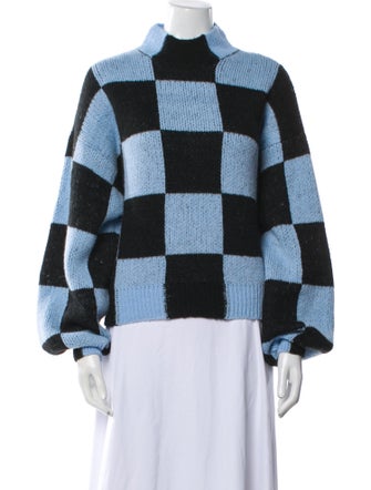 Stine Goya Plaid Print Mock Neck Sweater