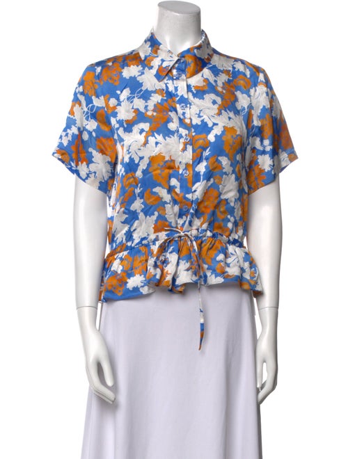 Stine Goya Floral Print Short Sleeve Button-Up Top