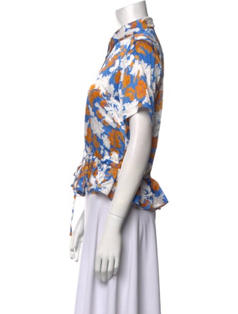 Stine Goya Floral Print Short Sleeve Button-Up Top