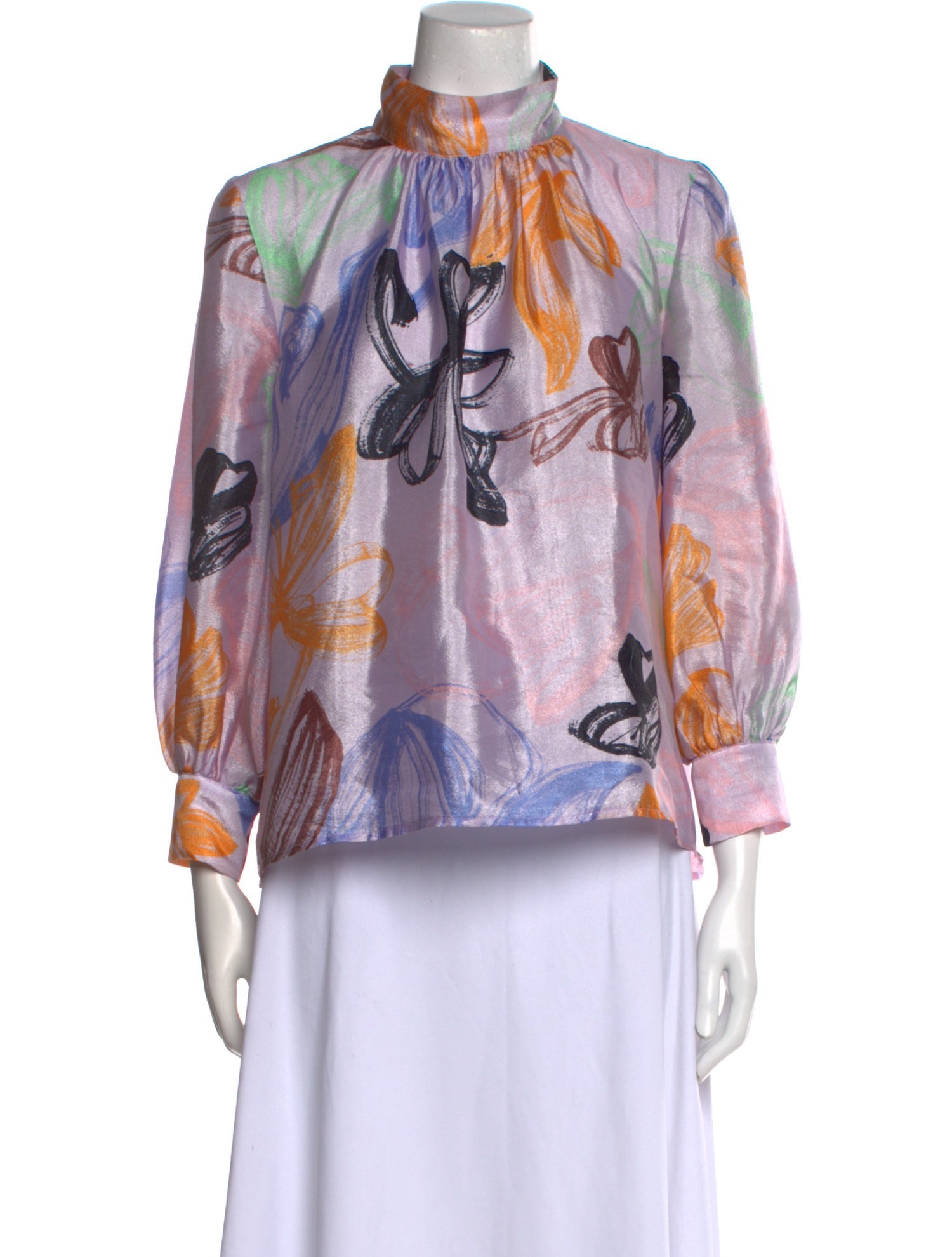 Stine Goya Printed Mock Neck Blouse