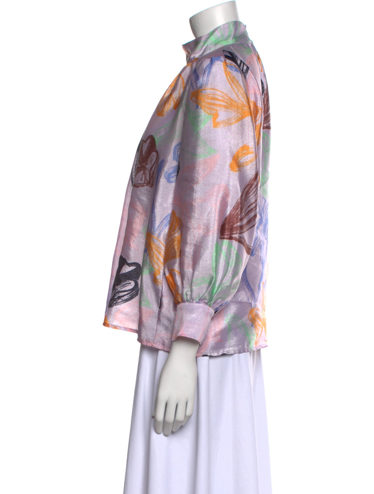 Stine Goya Printed Mock Neck Blouse