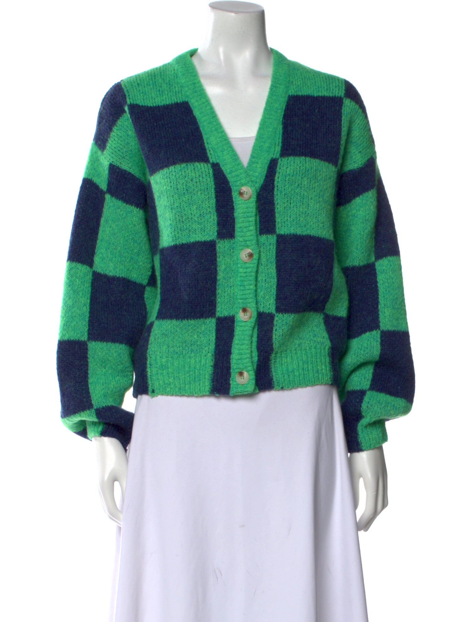 Stine Goya Plaid Print V-Neck Sweater