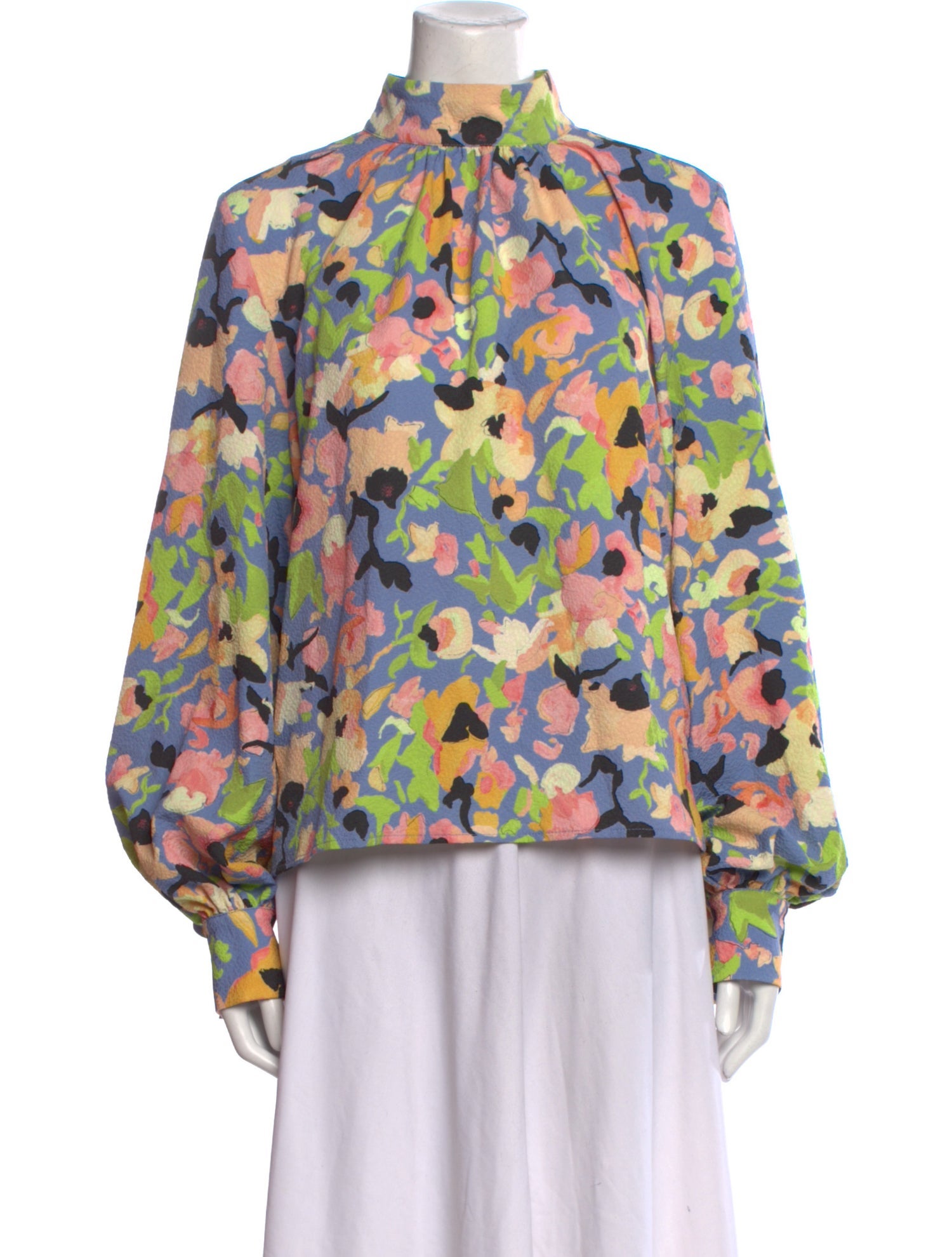 Stine Goya Floral Print Mock Neck Blouse