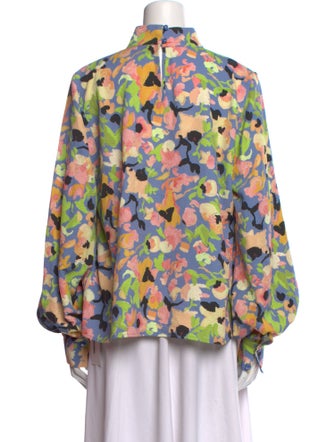 Stine Goya Floral Print Mock Neck Blouse