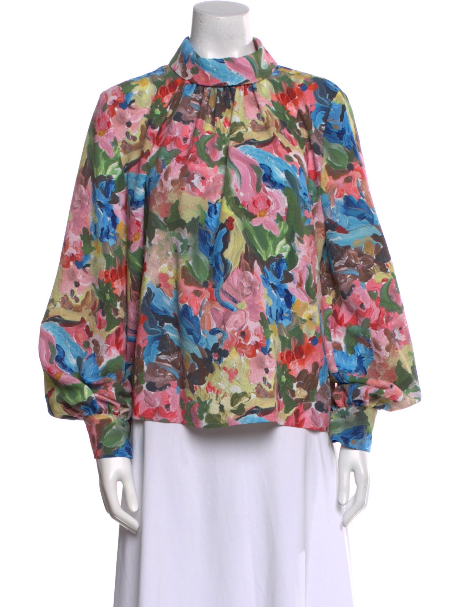 Stine Goya Floral Print Mock Neck Blouse