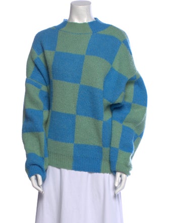 Stine Goya Plaid Print Mock Neck Sweater