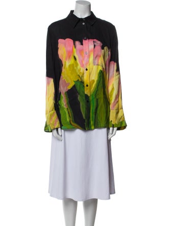 Stine Goya Printed Long Sleeve Button-Up Top